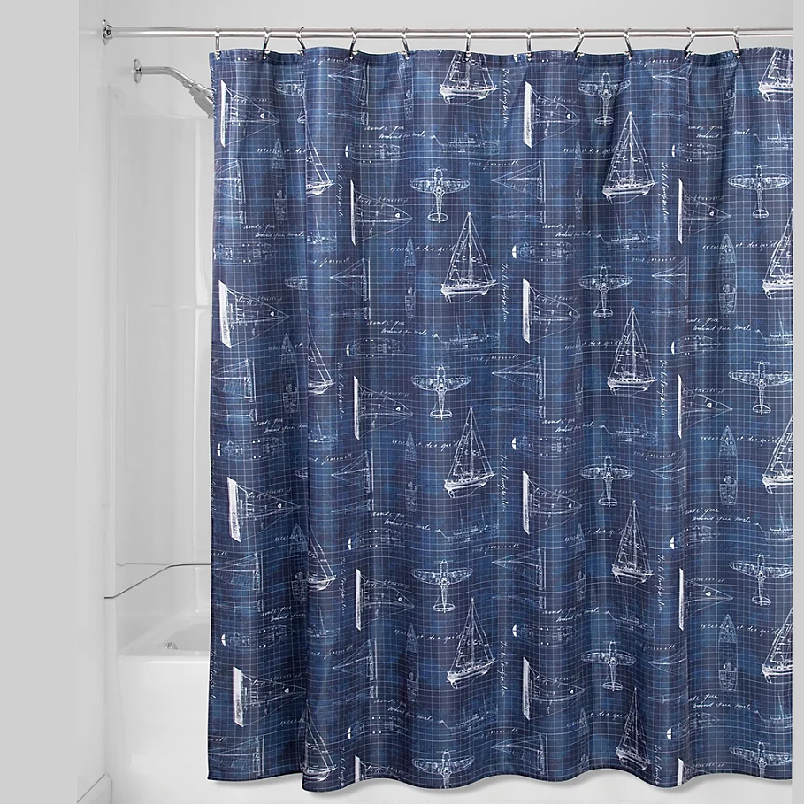  InterDesign iDesign Sailboat Shower Curtain in Navy