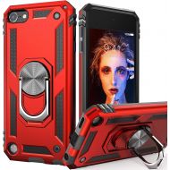 [아마존베스트]iPod Touch 7 Case, iPod Touch 6 Case with Car Mount,IDweel Hybrid Rugged Shockproof Protective Cover with Built-in Kickstand for iPod Touch 5 6 7th Generation, Red