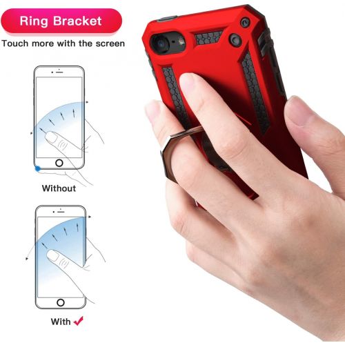  [아마존베스트]iPod Touch 7 Case, iPod Touch 6 Case with Car Mount,IDweel Hybrid Rugged Shockproof Protective Cover with Built-in Kickstand for iPod Touch 5 6 7th Generation, Red