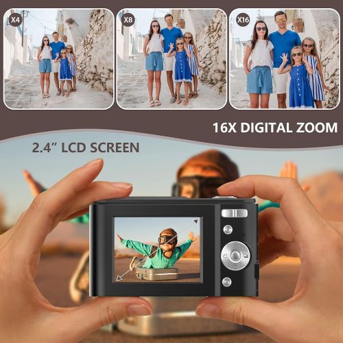  IEBRT Digital Camera,1080P Mini Kid Camera Vlogging Camera Video Camera LCD Screen 16X Digital Zoom 36MP Rechargeable Point and Shoot Camera for Compact Portable Kids Teens Gifts