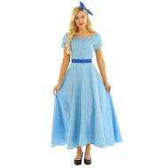 IEFiEL iEFiEL Women Princess Dress Light Blue Maxi Dresses Halloween Party Cosplay Wendy Dress Costume