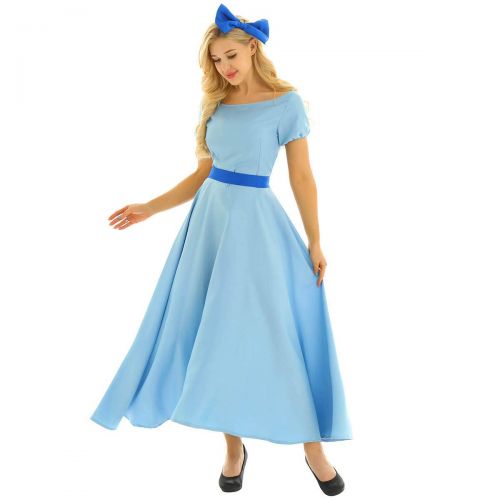  IEFiEL iEFiEL Women Princess Dress Light Blue Maxi Dresses Halloween Party Cosplay Wendy Dress Costume