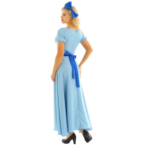  IEFiEL iEFiEL Women Princess Dress Light Blue Maxi Dresses Halloween Party Cosplay Wendy Dress Costume