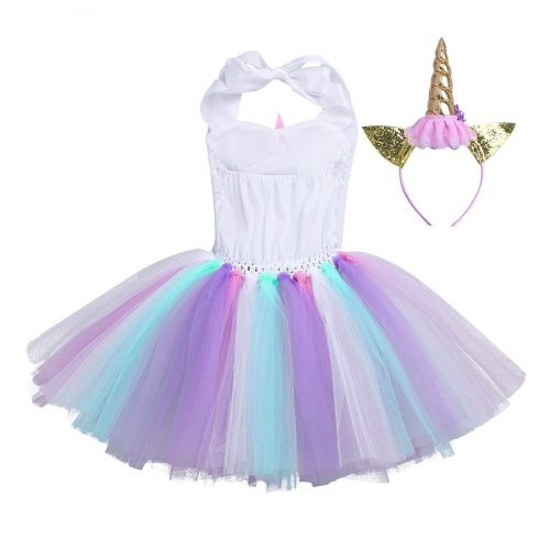  IEFiEL iEFiEL Kids Girls Princess Fancy Tutu Dress Costumes Cosplay Birthday Party Outfit Dress up with Headband