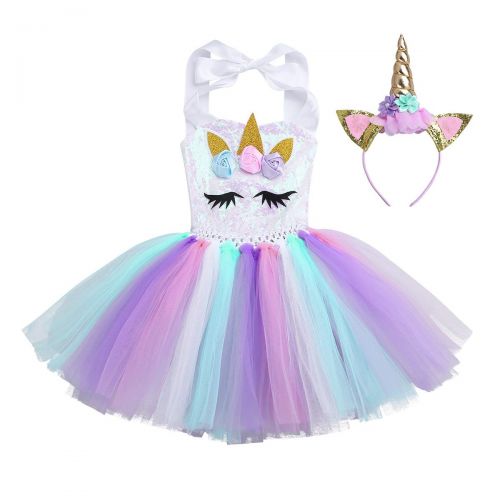  IEFiEL iEFiEL Kids Girls Princess Fancy Tutu Dress Costumes Cosplay Birthday Party Outfit Dress up with Headband