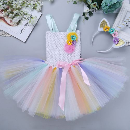  IEFiEL iEFiEL Girls Ballet Tutu Tulle Dress Birthday Party Costume Kids Princess Pageant Wedding Bridesmaid Dress