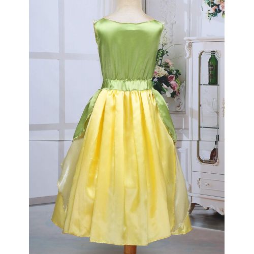  IEFiEL iEFiEL Girls Princess Dress up Costume The Frog Dress Fairy Tale Cosplay Halloween Party Ball Gown