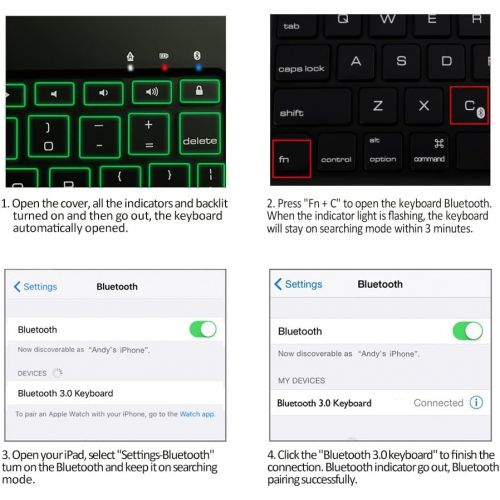  [아마존 핫딜]  [아마존핫딜]IEGrow New iPad Keyboard Case, iEGrow New F8S 7 Colors LED Backlit iPad Keyboard with Protective Case Cover for iPad 6th Generation/iPad 5th Generation/iPad Air(Black)