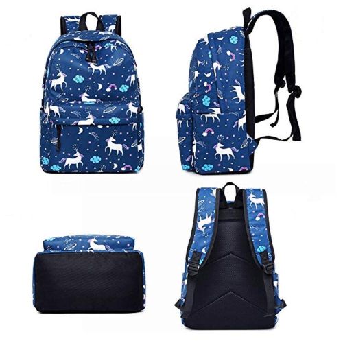  IEHOUSE Girls Backpacks for School Teens Backpack Set School Bookbag 14inch Laptop Travel Daypack (Dark Blue)