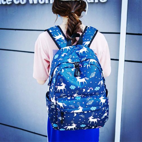  IEHOUSE Girls Backpacks for School Teens Backpack Set School Bookbag 14inch Laptop Travel Daypack (Dark Blue)