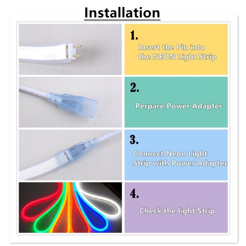  LED NEON Light, IEKOV AC 110-120V Flexible LED Neon Strip Lights, 120 LEDs/M, Waterproof 2835 SMD LED Rope Light + Controller Power Cord for Home Decoration (16.4ft/5m, Warm White
