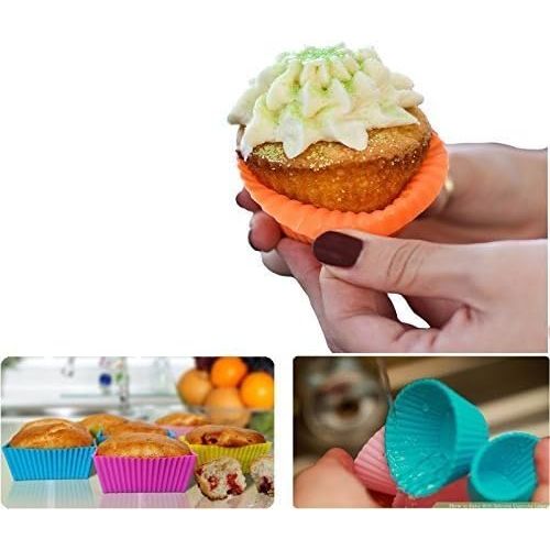  [아마존베스트]IELEK Silicone Cupcake Muffin Baking Cups Liners 36 Pack Reusable Non-Stick Cake Molds Sets