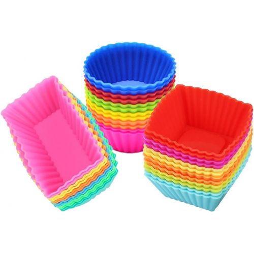  [아마존베스트]IELEK Silicone Cupcake Muffin Baking Cups Liners 36 Pack Reusable Non-Stick Cake Molds Sets