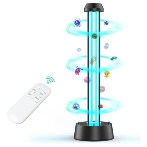  IESTARING UV Light Sanitizer,UVC Disinfection Lamp,38W Remote Control Ultraviolet Ozone Sterilization Light Compact for Home Office Hotel Travel, Kills 99.9% of Germs Viruses & Bac