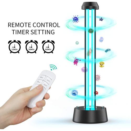  IESTARING UV Light Sanitizer,UVC Disinfection Lamp,38W Remote Control Ultraviolet Ozone Sterilization Light Compact for Home Office Hotel Travel, Kills 99.9% of Germs Viruses & Bac