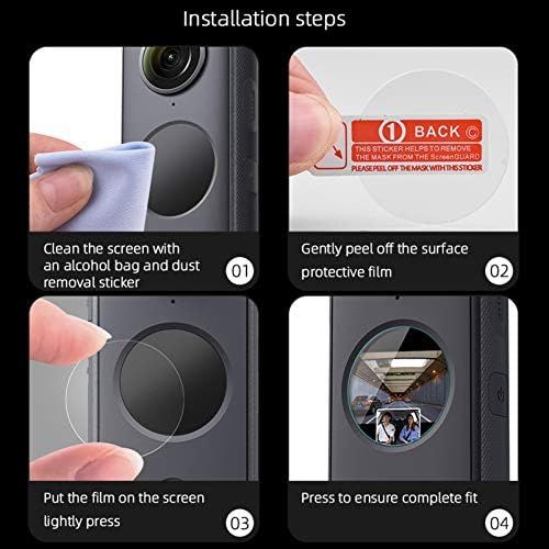  [아마존베스트]iEago RC Camera Protection Silicone Case + Camera Tempered Film Round Screen Protection Accessory for Insta360 One x2