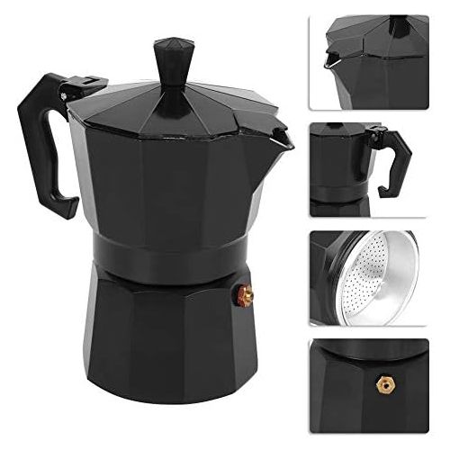  iFCOW Espresso Maker Pot Aluminum Coffee Maker Pot Moka Pot Kitchen Accessory for Home Office Coffee Shop Use 150ml 3Cup