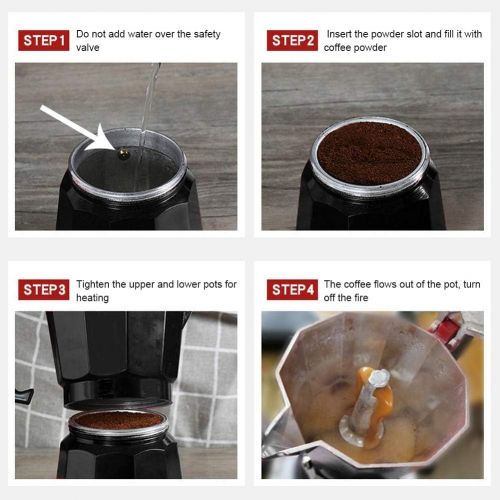  iFCOW Espresso Maker Pot Aluminum Coffee Maker Pot Moka Pot Kitchen Accessory for Home Office Coffee Shop Use 150ml 3Cup