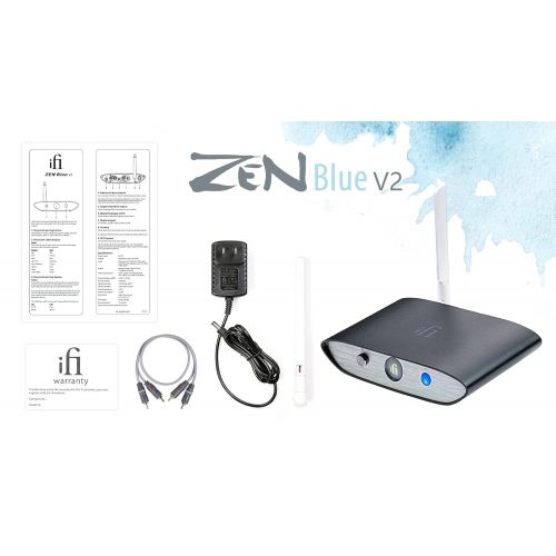  iFi Zen Blue V2 - HiFi Bluetooth 5.0 Receiver Desktop DAC for Streaming Music to Any Powered Speaker, A/V Receiver, Amplifier - Outputs - Optical/Coaxial/SPDIF/BRCA / 4.4 Balanced