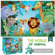 Jumbo Floor Puzzle for Kids Animal Jigsaw Large Puzzles 48 Piece Ages 3-6 for Toddler Children Learning Preschool Educational Development Toys 4-8 Years Old Birthday Gift for Boys and Girls