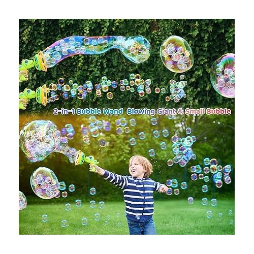  Bubble Gun Bubble Machine Dinosaur Bubble Blower Toy for Kids and Toddlers Bubble in Bubble Gun Party Favors Birthday for 3 4 5 6 7 8 9 Years Old Boys and Girls
