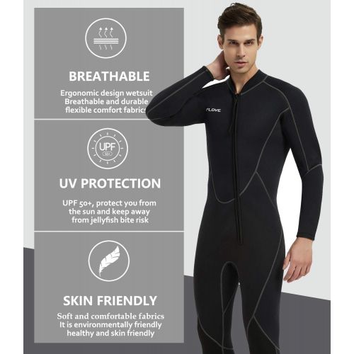  IFLOVE 3mm Shorty Wetsuit for Women, Mens Full Body Diving Suit, Neoprene Front Zip Wetsuits for Snorkeling Surfing Swimming