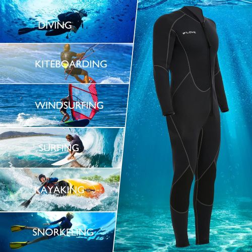  IFLOVE 3mm Shorty Wetsuit for Women, Mens Full Body Diving Suit, Neoprene Front Zip Wetsuits for Snorkeling Surfing Swimming