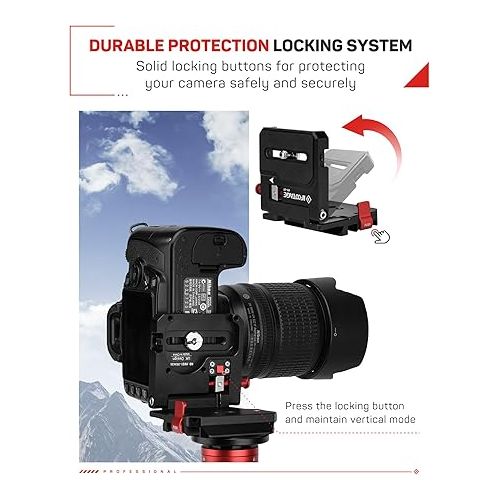  IFOOTAGE DSLR Camera Vertical Horizontal Switching Tripod Quick Release Plate, HV-01 Horizontal and Vertical Conversion Board, Tripod Head Accessories, Suitable for SLR Cameras, Digital Cameras