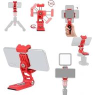 IFOOTAGE Phone Tripod Mount, Smartphone Tripod Adapter with 38mm/50mm Base Plate Adapter for Video Live Stream Vlog TikTok Selfie - Red