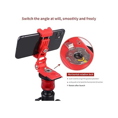  IFOOTAGE Phone Tripod Mount, Smartphone Tripod Adapter with 38mm/50mm Base Plate Adapter for Video Live Stream Vlog TikTok Selfie - Red