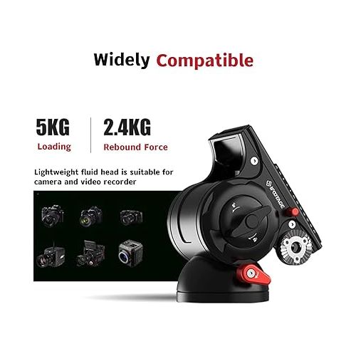  IFOOTAGE Komodo K5S Video Fluid Head,Cameras Tripod Fluid Head with Quick Release Plate, for Professional Photography, Content Creation, Vlogging and Video Production