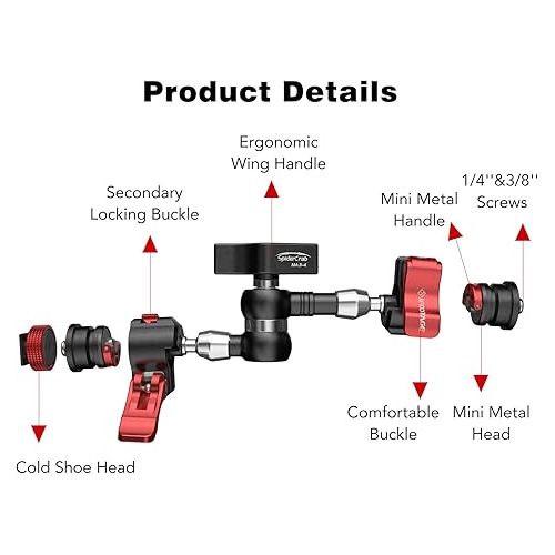  IFOOTAGE MA3-4 Spider Crab Magic Friction Arm Camera Mount,Articulating Arm,1/4''&3/8''Screw, for Video Monitor,Flash Light,Microphone,LED,Monitor,Payload 13.23lbs/6kg