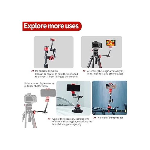  IFOOTAGE Magic Arm, Articulating Camera Arm with Anti-Rotation and Quick Release Design, Payload 6KG, 1/4