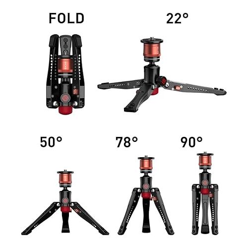  IFOOTAGE Cobra 3 Base,Low Profile Minipod,Desktop Tripod,Vertical Payload 6kg,Height 5.7”~10.24”(14.5~26cm),Top Plate for Monitor,Phone Holder Clip,Mini Ball Head,k5 Fuid HeadLED Flash