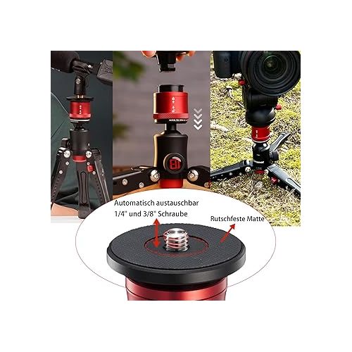  IFOOTAGE Cobra 3 Base,Low Profile Minipod,Desktop Tripod,Vertical Payload 6kg,Height 5.7”~10.24”(14.5~26cm),Top Plate for Monitor,Phone Holder Clip,Mini Ball Head,k5 Fuid HeadLED Flash