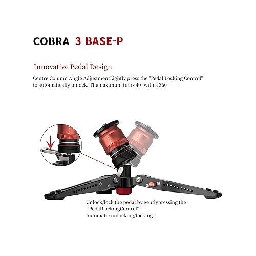  IFOOTAGE Cobra 3 Base-P,Portable Tabletop Mini Tripod Mount with Pedal Locking Control,Quick Release Platform,Max Load 17.6 lbs