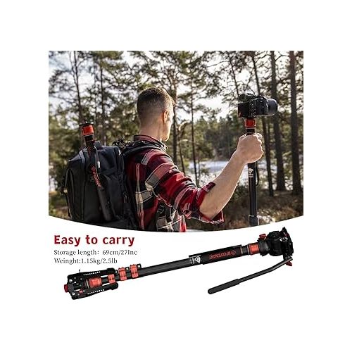  IFOOTAGE Cobra 3 C180F-P Camera Monopod with Pedal Locking Control,Carbon Fiber Video Monopod，Professional Photography Monopod Suitable for SLR Cameras and Camcorders (71