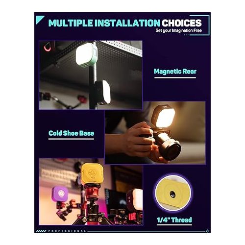  IFOOTAGE RGBW Video Light, Portable RGB Camera Light, 2700K-10000K/CRI 95+/120 mins Battery Life/Rechargeble/APP Control/Magnetic, Camera LED Light for Vlogging/Live Streaming/Photography, C4 Purple