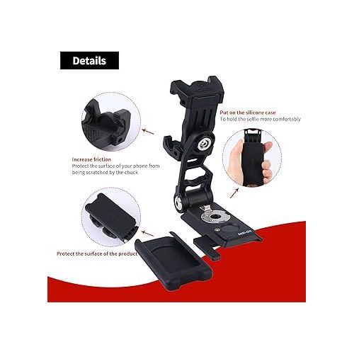  IFOOTAGE Phone Tripod Mount, Smartphone Tripod Adapter with 38mm/50mm Base Plate Adapter for Video Live Stream Vlog TikTok Selfie - Black