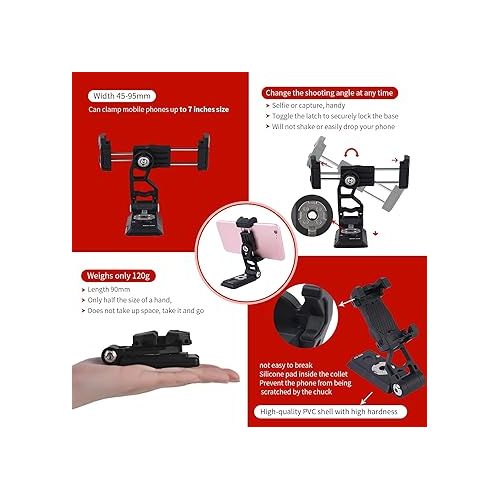  IFOOTAGE Phone Tripod Mount, Smartphone Tripod Adapter with 38mm/50mm Base Plate Adapter for Video Live Stream Vlog TikTok Selfie - Black