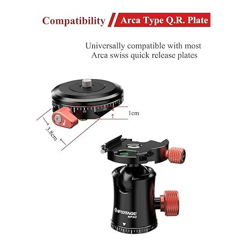  IFOOTAGE Tripod Ball Head Mount Komodo MP30, Dual 360° Panoromic Video Ball Head, Max Load 22lbs /10kg, Aluminum Ball Head for Tripod, Monopod, Slider, DSLR Camera