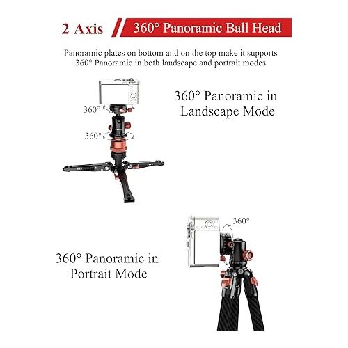  IFOOTAGE Tripod Ball Head Mount Komodo MP30, Dual 360° Panoromic Video Ball Head, Max Load 22lbs /10kg, Aluminum Ball Head for Tripod, Monopod, Slider, DSLR Camera