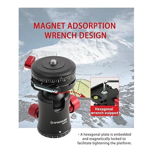  IFOOTAGE MP30 360° Panoramic Ball Head,Professional Head Aluminum Alloy, Stainless Steel,Compatible with 38/50mm Arca Swissfor Tripod, Monopod, DSLR, Camera,Load 22lb/10kg