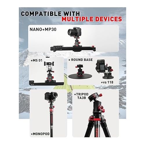  IFOOTAGE MP30 360° Panoramic Ball Head,Professional Head Aluminum Alloy, Stainless Steel,Compatible with 38/50mm Arca Swissfor Tripod, Monopod, DSLR, Camera,Load 22lb/10kg