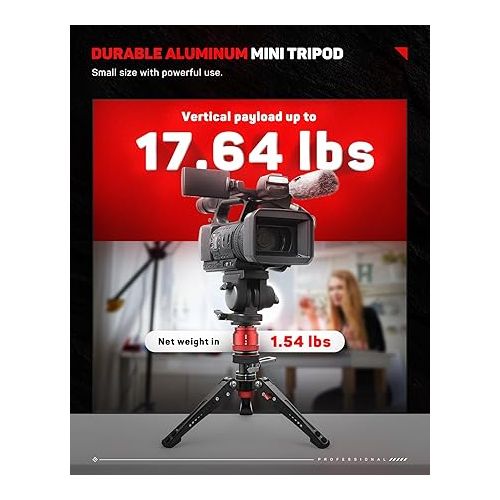  IFOOTAGE Mini Tripod for Camera, Professional Tabletop Tripod with Pedal for Photography, Small Tripod Max Load up to 17.64 lbs, Desktop Tripod Compatible with Sony, Nikon, Canon DSLR Camera, Base-P