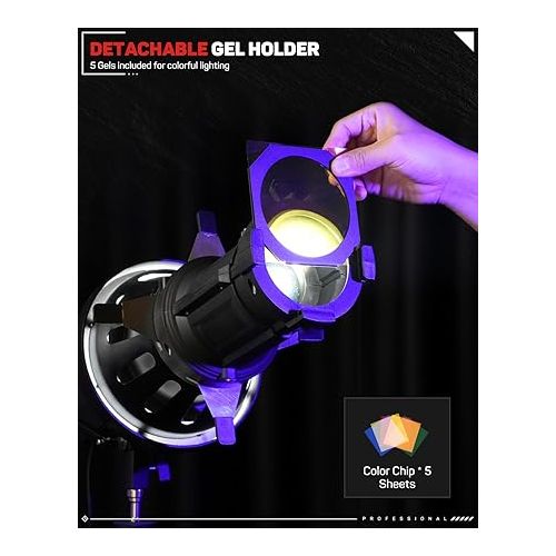  IFOOTAGE 40° Spotlight Projection Lens Modifier, Video Light Attachment, Standard Bowens Mount Spotlight Projectors, 12 Gobos Included, for SL1 200BNA/200DNA/220DN/320DN Video Light