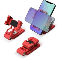 IFOOTAGE Universal Phone Tripod Mount Adapter with Cold Shoe, 360° Rotation Cell Phone Holder for Tripod, Selfie Stick, Desk Phone Stand with Adjustable Clamp, Red