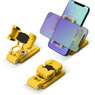 IFOOTAGE Phone Holder, Phone Tripod Mount Adapter with Cold Shoe, 360° Rotation Cell Phone Holder for Tripod, Selfie Stick, Desk Phone Stand with Adjustable Clamp, Yellow