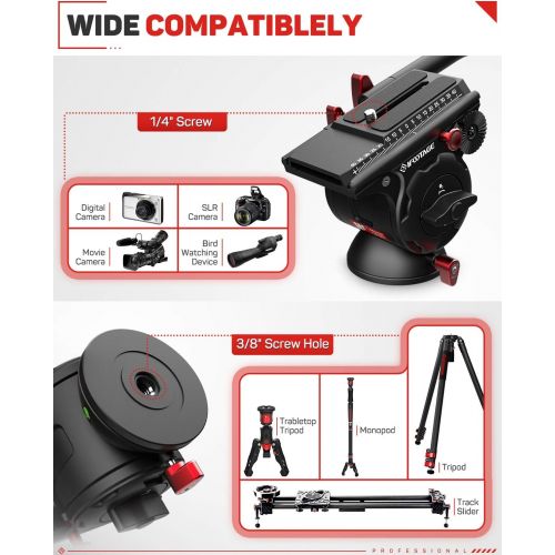  IFOOTAGE Video Tripod Head Fluid Drag Pan Head for DSLR Cameras, Camcorder, Monopod and Tripods