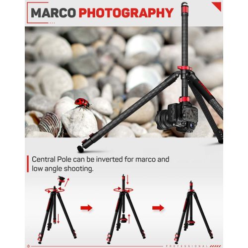  IFOOTAGE Carbon Fiber Tripod Max Load 88 lbs Professional Video Camera Tripod Leg for DSLR Camcorder Video Photography, 59 Max Height